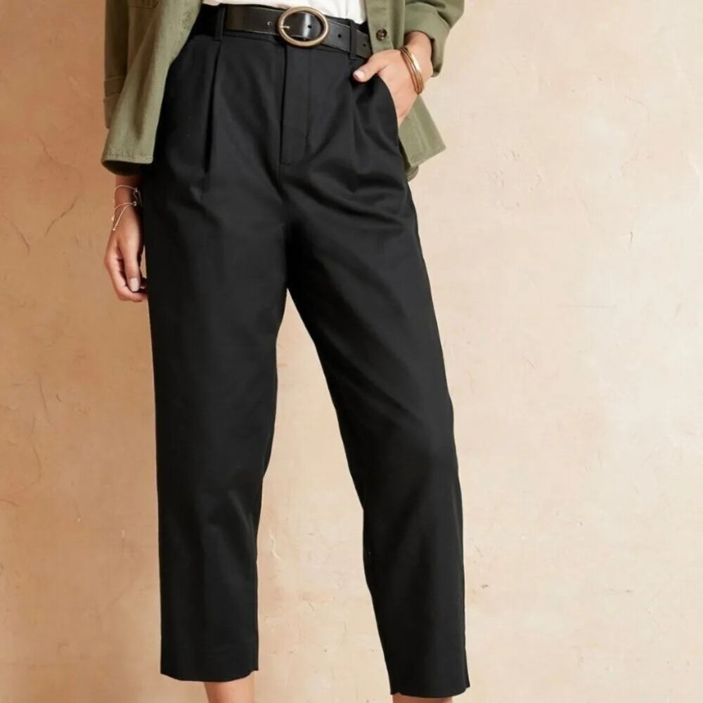 Banana Republic Pleated Crop Pant in Black in 6 Petite NWT